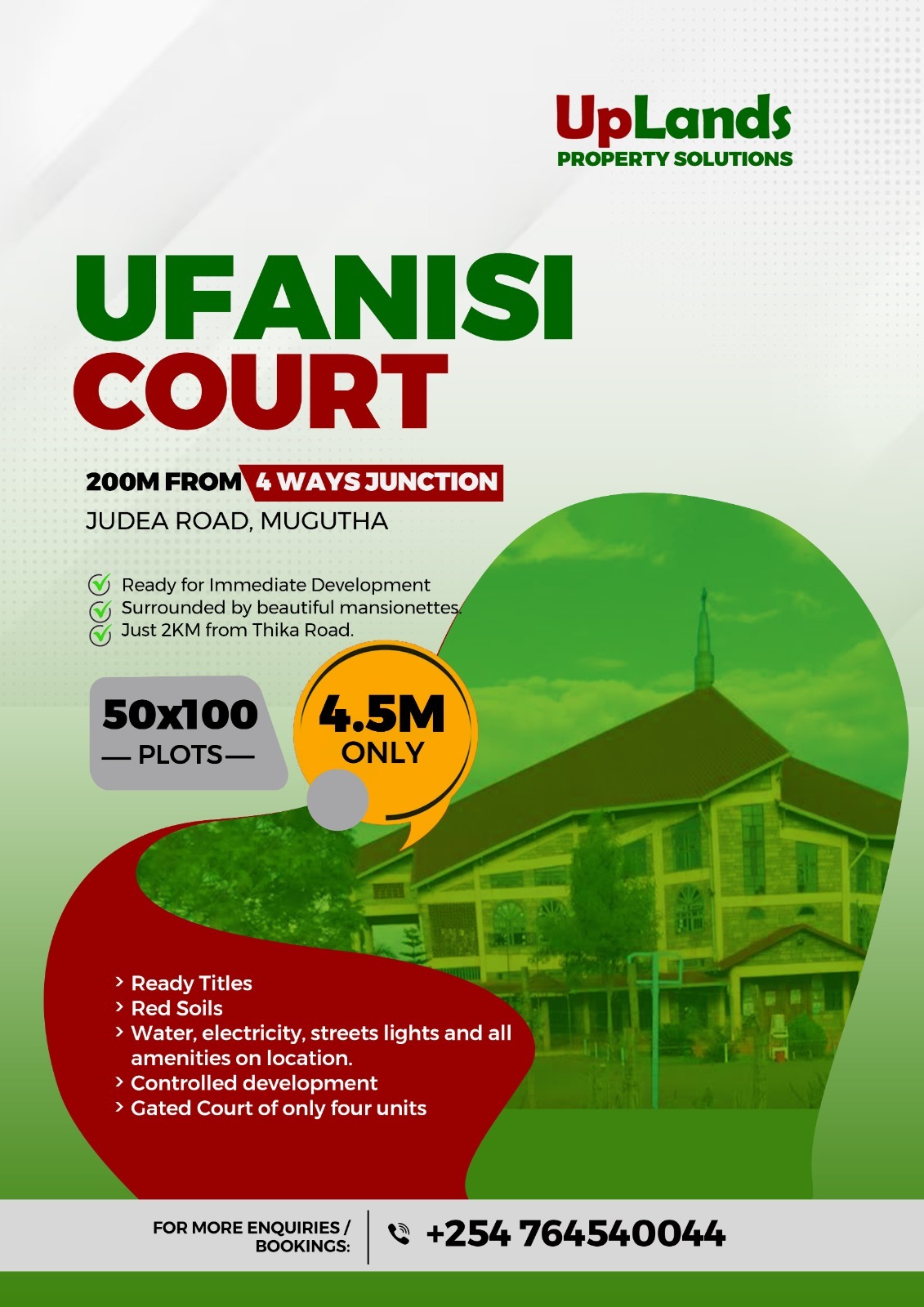 Ufanisi Court adversiting poster by Baraka Prime Properties