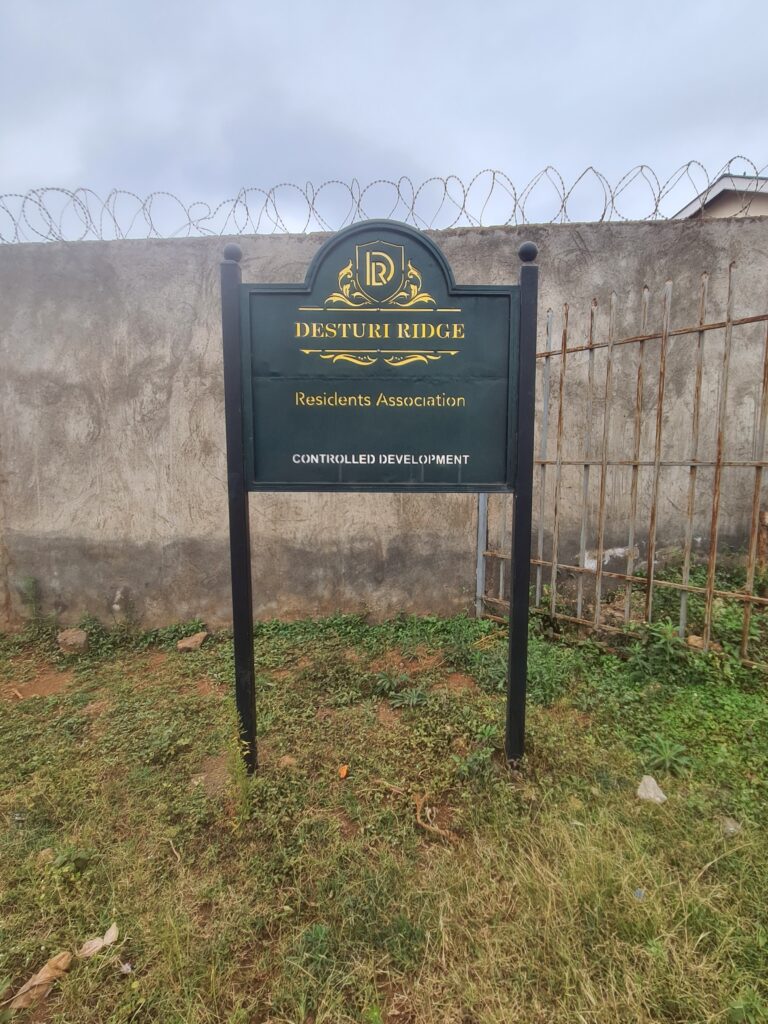 Welcome board to a gated estate in Ruiru Kenya